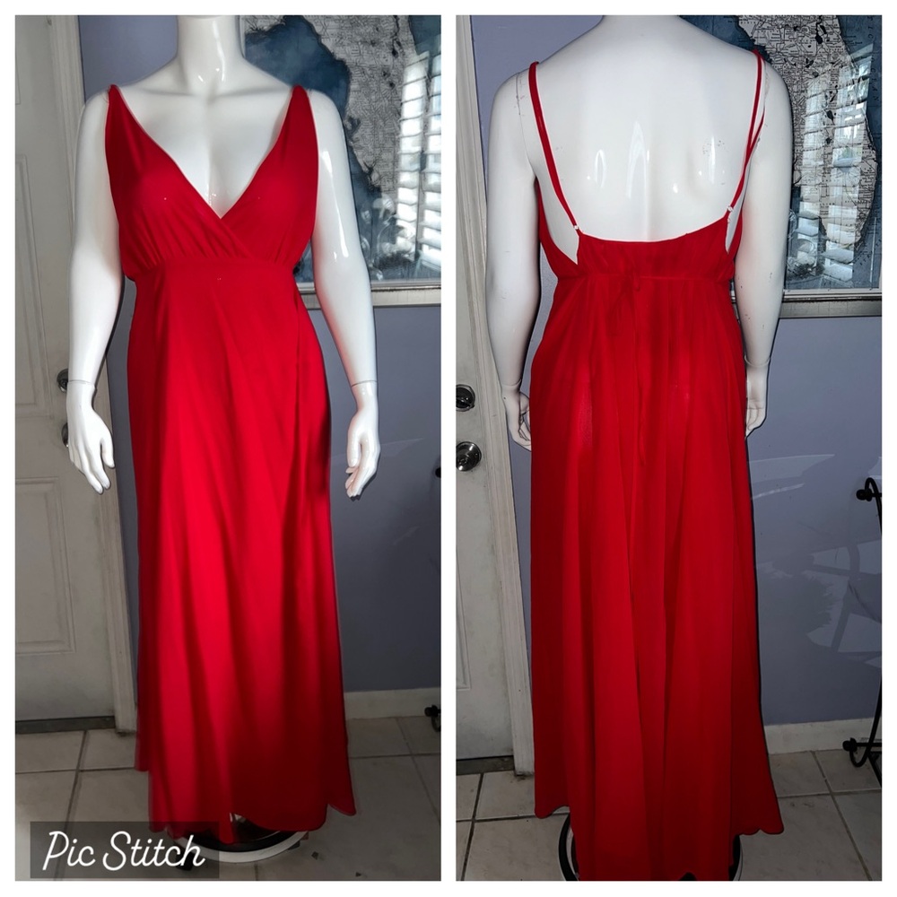 SEXY NWT Fashion Nova CURVE Red  Chiffon Maxi Wrap Dress 3x Festival